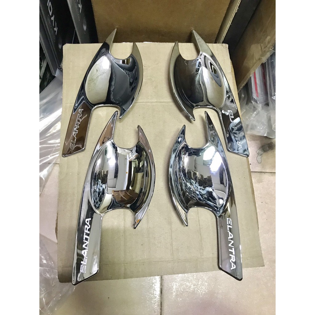 Ốp tay nắm, hõm cánh cửa xe Elantra 2016 2017 2018 2019 2020 2021 mạ crom sáng bóng - Giá 1 bộ