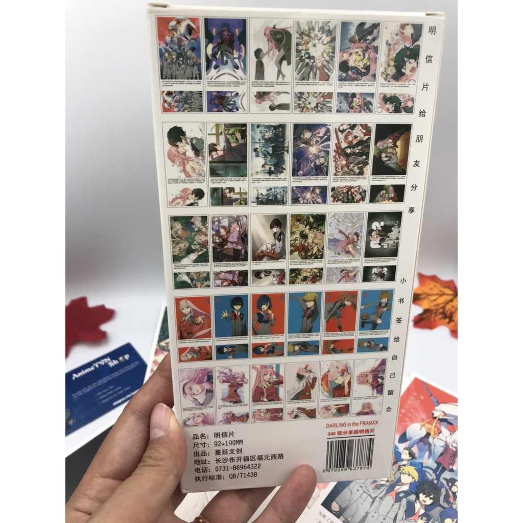 Hộp Postcard Bưu thiếp (Trọn bộ 340 Hình có Sticker) Anime/Manga Darling in the FranXX