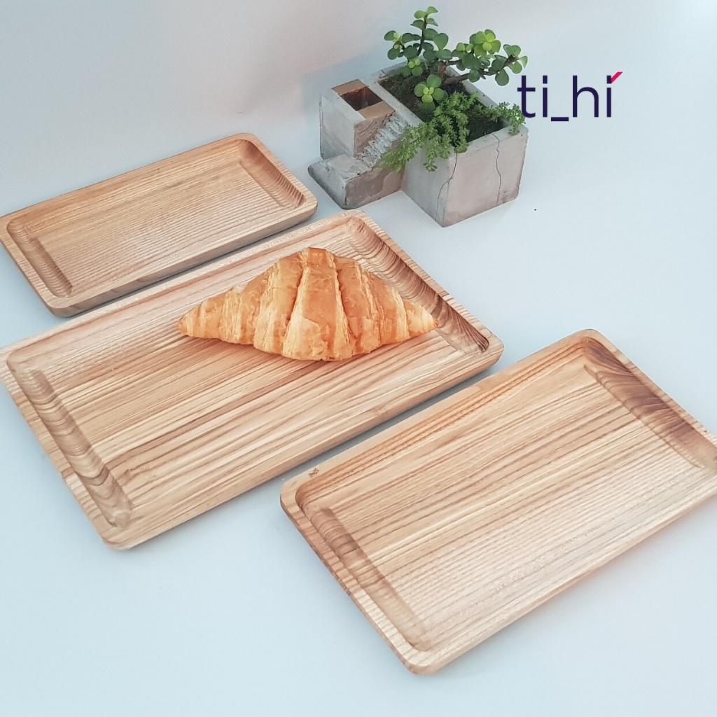 Khay gỗ Tần Bì Tihi’ Décor Khay chữ nhật khoét rãnh trang trí nhà cửa, đựng bộ ấm chén, chất liệu gỗ tự nhiên nhiều size