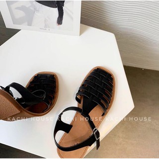 [FORM TO] Sandal happy dây đan bít mũi, da mềm