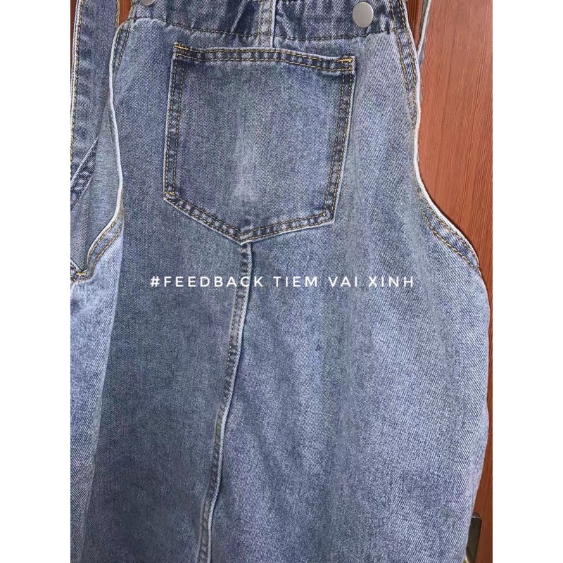 Yếm Jeans 🍊[Tiệm Vải Xinh]🍊 Váy Yếm Jeans Túi Ngực - Hàng Quảng Châu