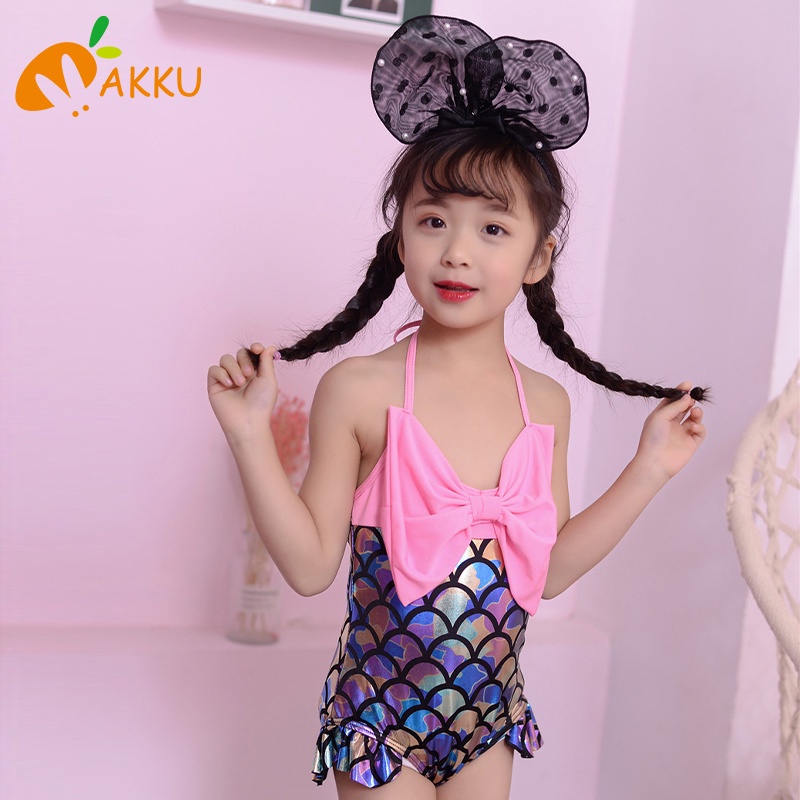 Bộ đồ bơi cho bé gái Trẻ em bikini một mảnh hình nơ nàng tiên cá thiết kế flash Áo tắm Đồ bơi cho bé Quần áo bơi AKKU