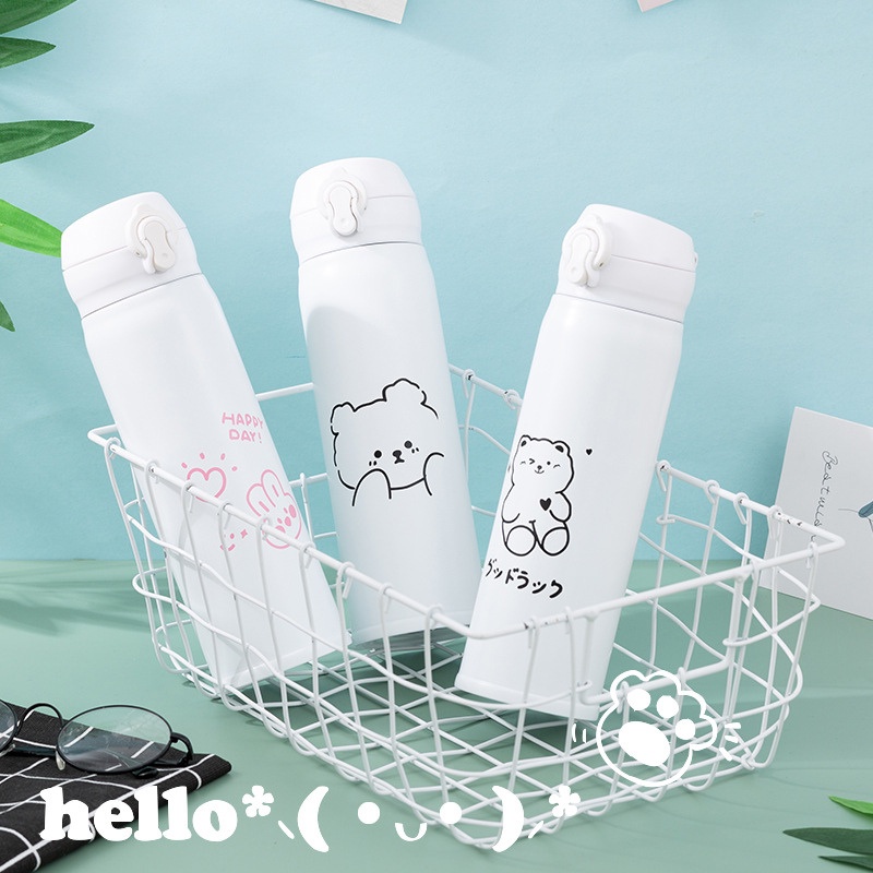 Bình giữ nhiệt học sinh cute, Bình đựng nước cho bé chất liệu thép không gỉ INOX 304  dung tích 350/500ml-BlueStore