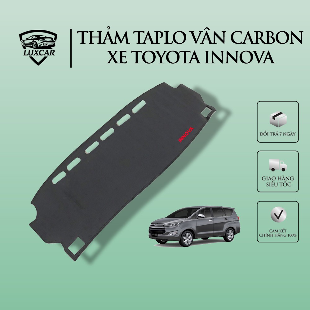 Thảm Taplo da Carbon xe TOYOTA INNOVA 2017-2021- Chống nóng, bảo vệ Taplo LUXCAR