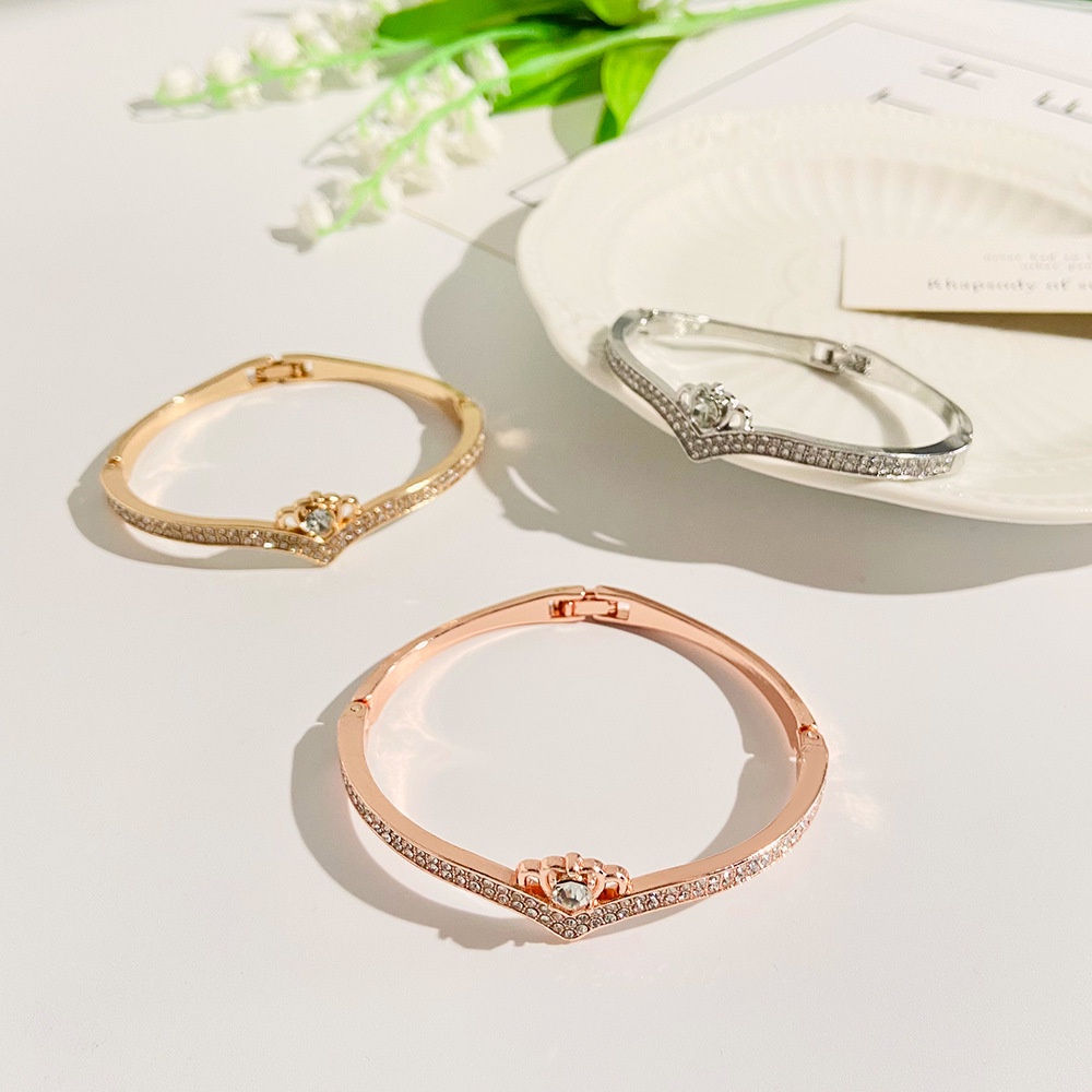 Vòng Tay Hình Vương Miện Đính Đá Zircon Sang Trọng Thời Trang Hàn Quốc