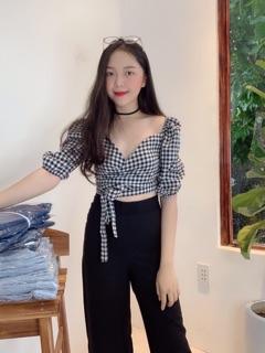 Áo caro thắt eo #105k