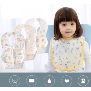 Set 10 yếm máng ăn dặm chống thấm dùng 1 lần, yếm giấy tiện lợi cho bé