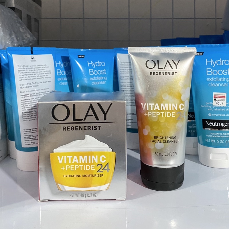 Bộ sữa rửa mặt và kem olay vitamin C peptide 24 giúp sáng da mờ thâm nám