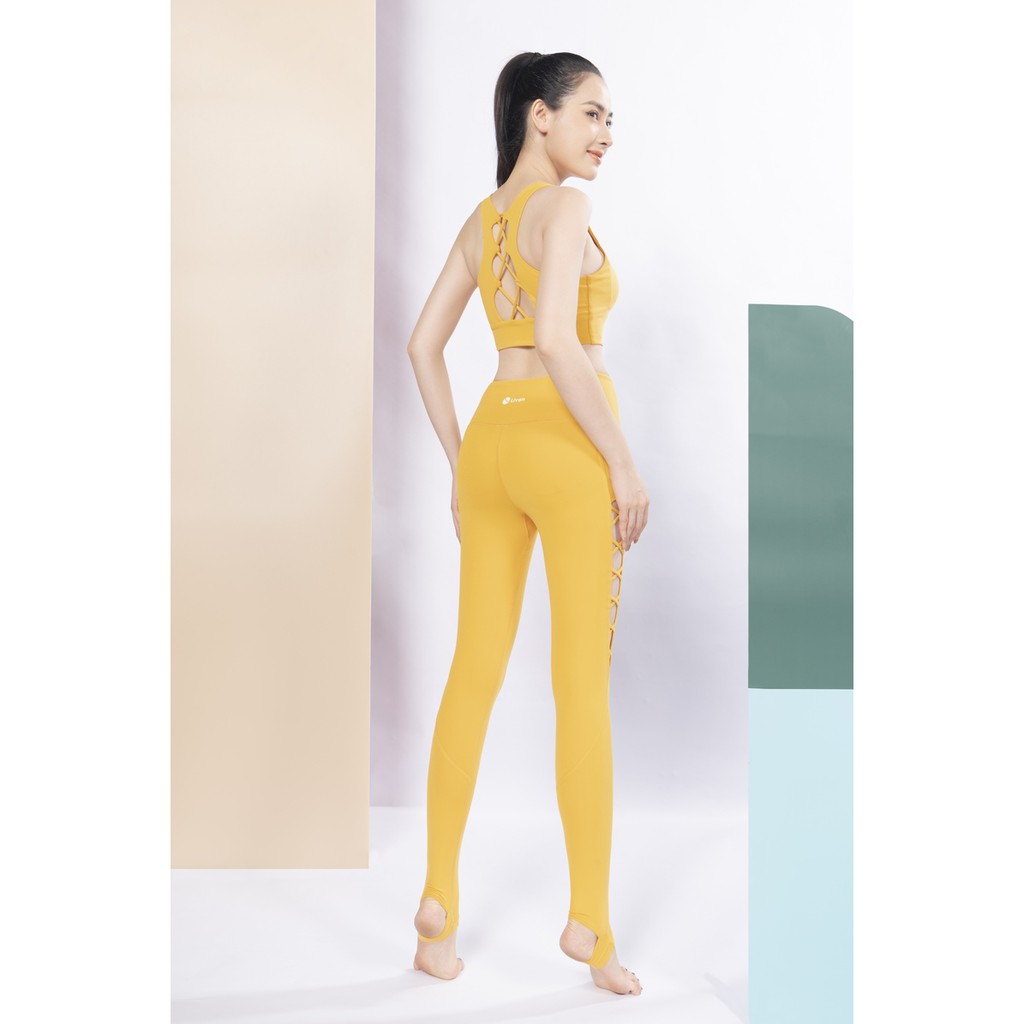 Bộ Đồ Tập Yoga Bra Lily &amp; Quần Legging Dẫm Gót Livan Sport Tặng Kèm Mút Ngực