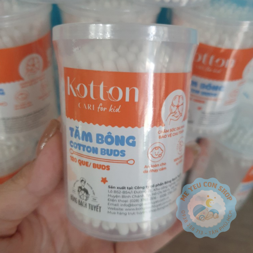 Tăm bông trẻ em ĐẦU NHỎ  Kotton Care For Kid đầu tròn hộp 120 que(katydang)