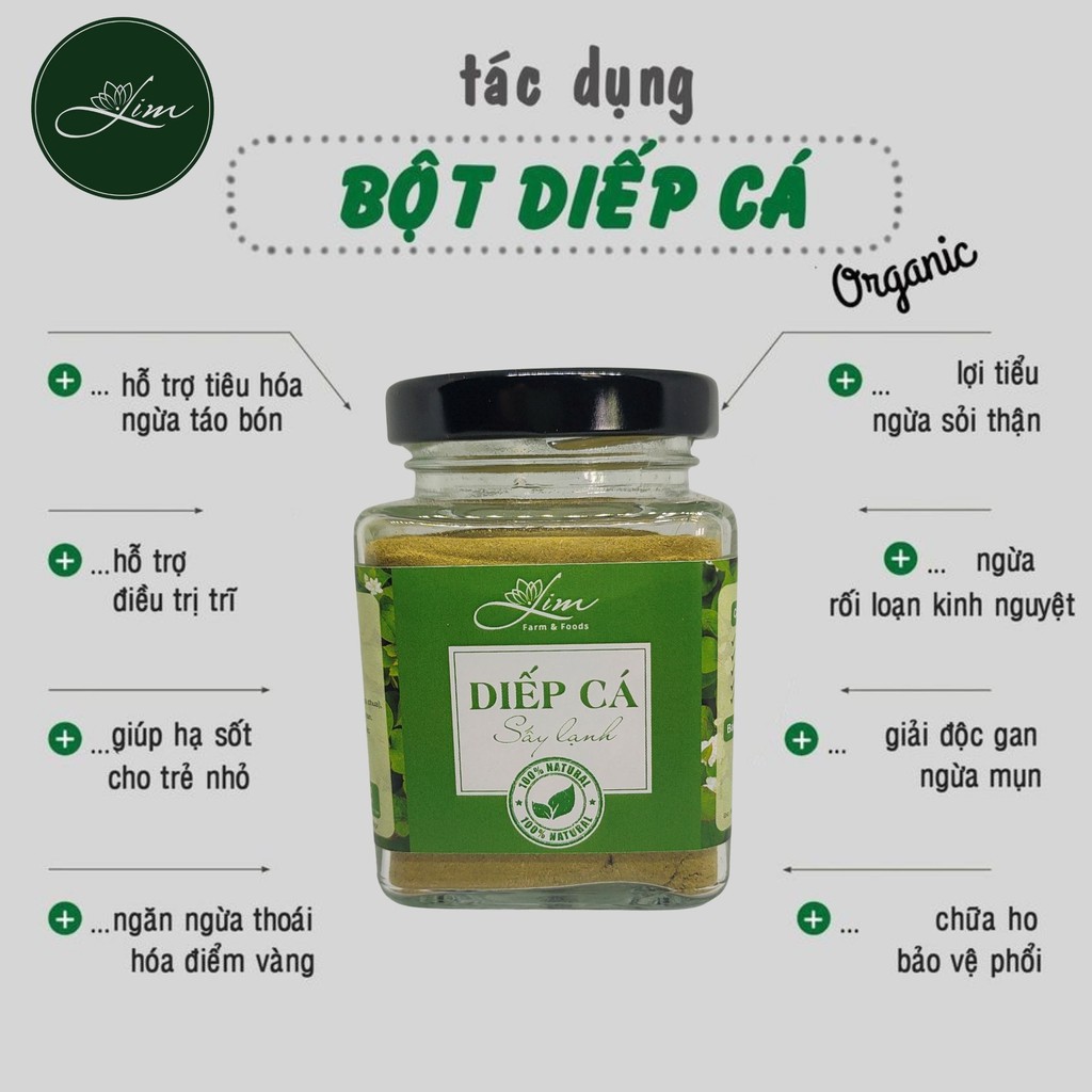 Bột Diếp Cá Sấy Lạnh LimFarm Hũ 150Gram Nguyên Chất 100%