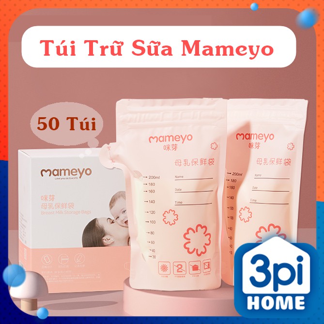 Hộp 50 Túi Trữ Sữa Mameyo 200ml - không có BPA, rất an toàn cho em bé