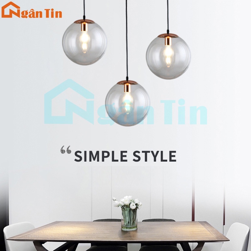 Đèn thả trần thủy tinh trang trí trong nhà phòng ngủ TT21 Ngân Tin (Tặng kèm 1 bóng Led edison 4w ánh sáng vàng)