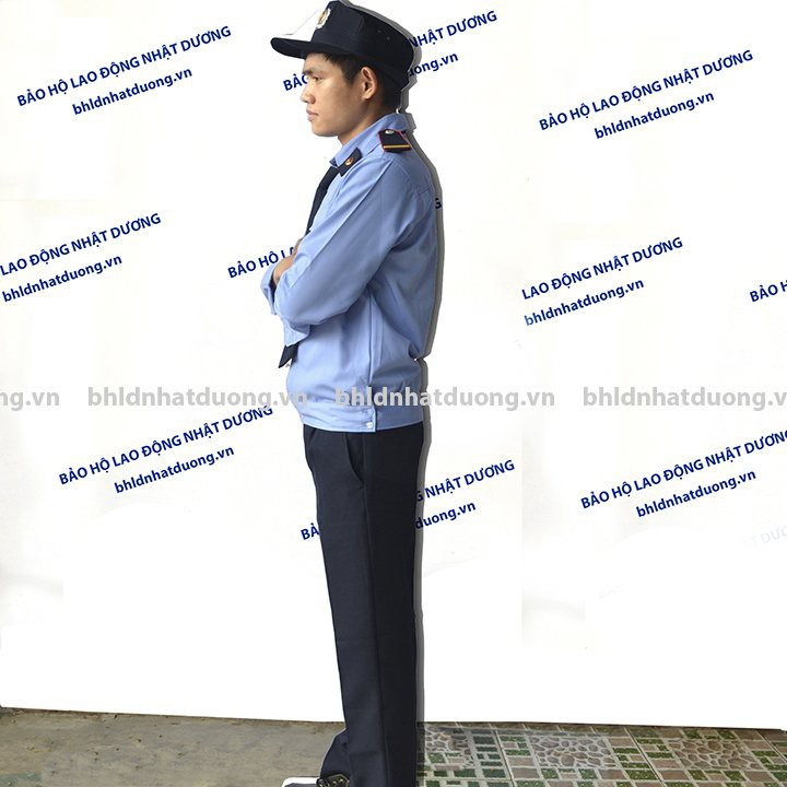 Đồng phục bảo vệ dài tay không logo bảo vê không phụ kiện áo vải si thô BV03- Nsafe