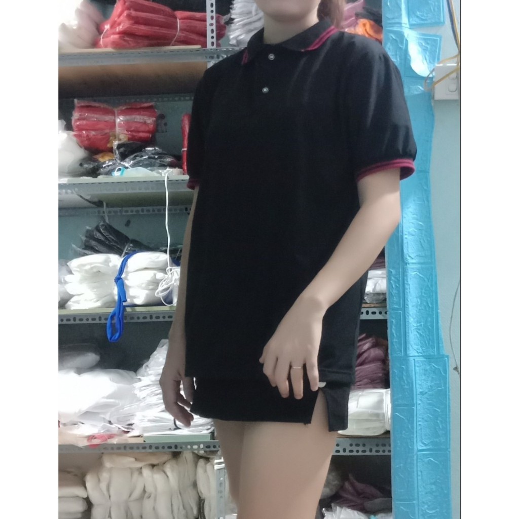 Áo Thun Nam, nữ unisex  Polo Cổ Bẻ Phối Bo Sọc Đẹp Sang Trọng Đẳng Cấp  (Trắng + đen)