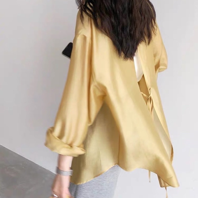 Áo voan Bowknot tơ tằm ánh nhũ - Dreamynt