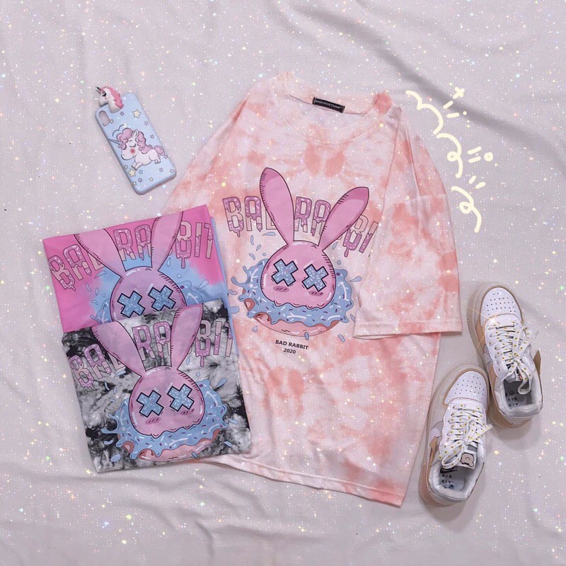 (ẢNH THẬT) Overtee 3D Loang BAD RABIT Tay Lửng Unisex