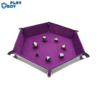 Solid Color Hexagonal Dice Tray Folding PU Storage Box for Table Games