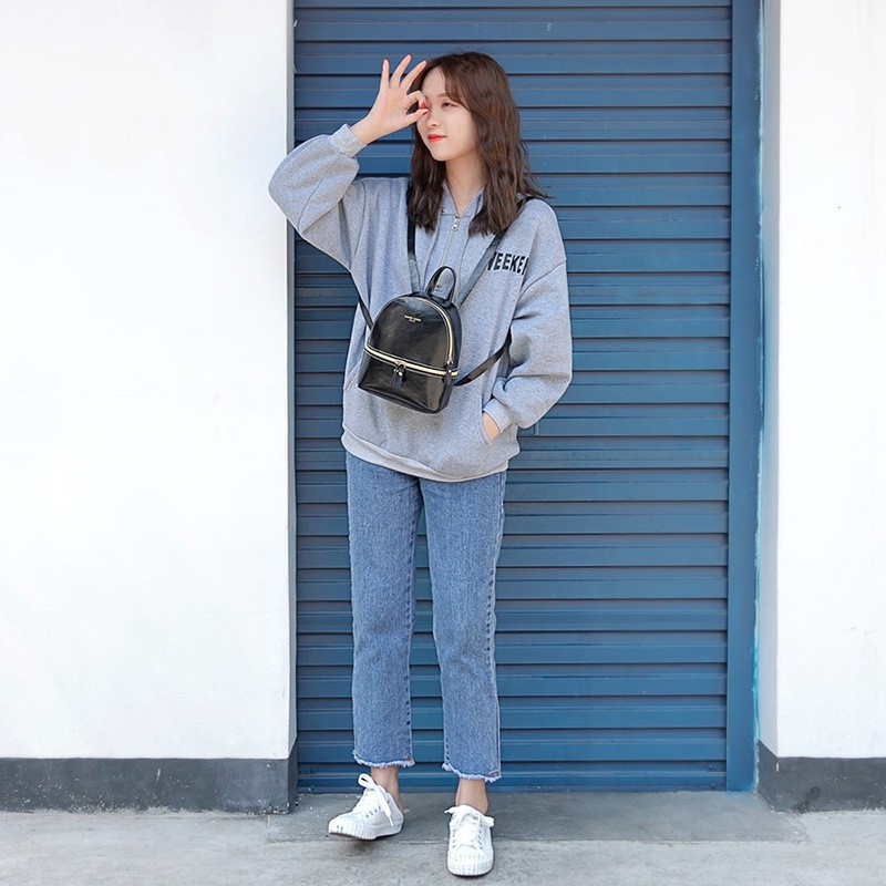 Ba lô học sinh da PU thời trang Hàn cho nữ