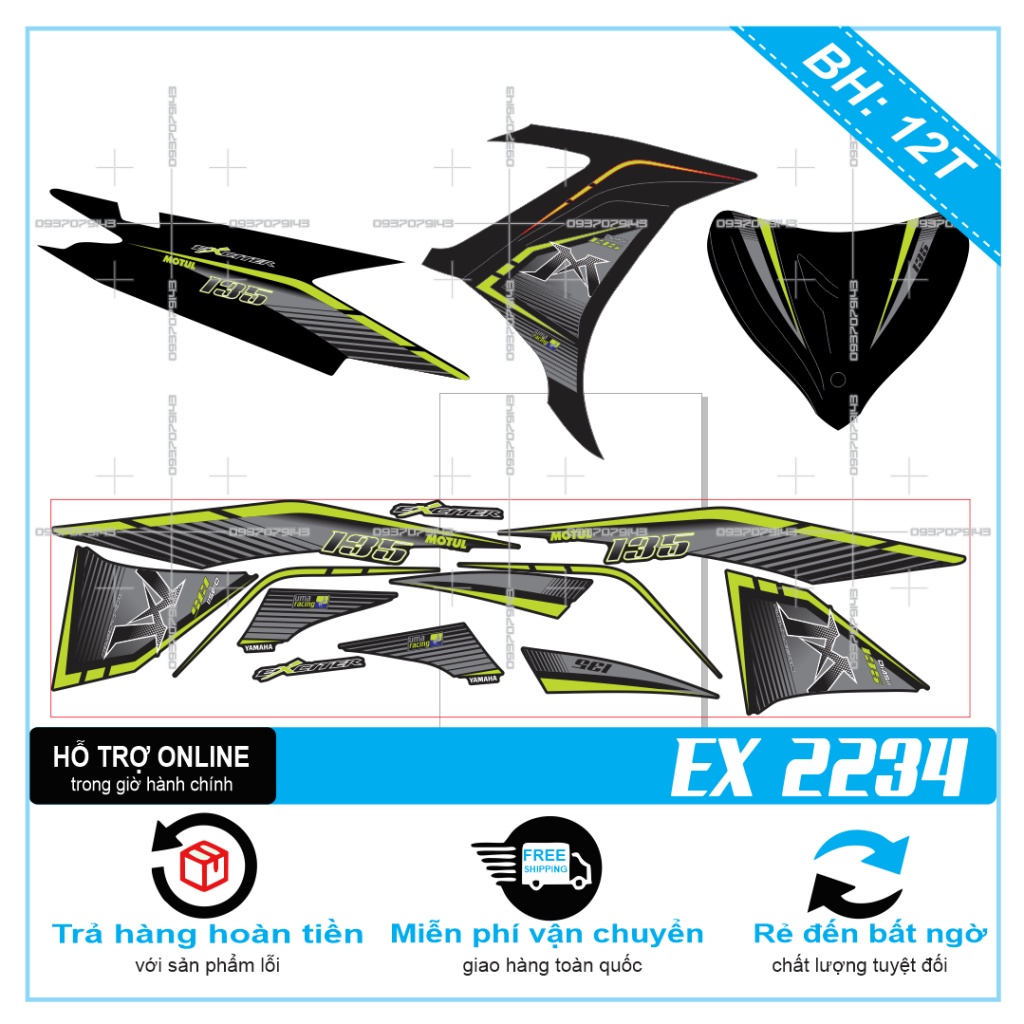 TEM RỜI EX 2011 CHỮ M DÁN XE ĐEN 2234 -- SHIN DECAL 2