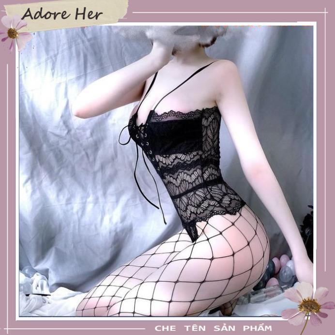 Bodysuit ren lưới chất hơn nước cất [Kèm quần tất] bộ ngủ 1 mảnh QCCC -  - Hà Nội  - ADORE HER