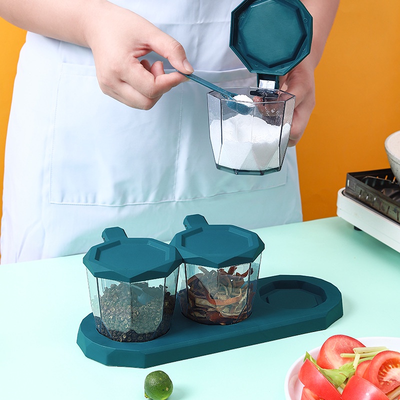 PVN44260 Bộ 2,3 Hũ Đựng Gia Vị Kèm Thìa Có Nắp Và Khay Giá Rẻ