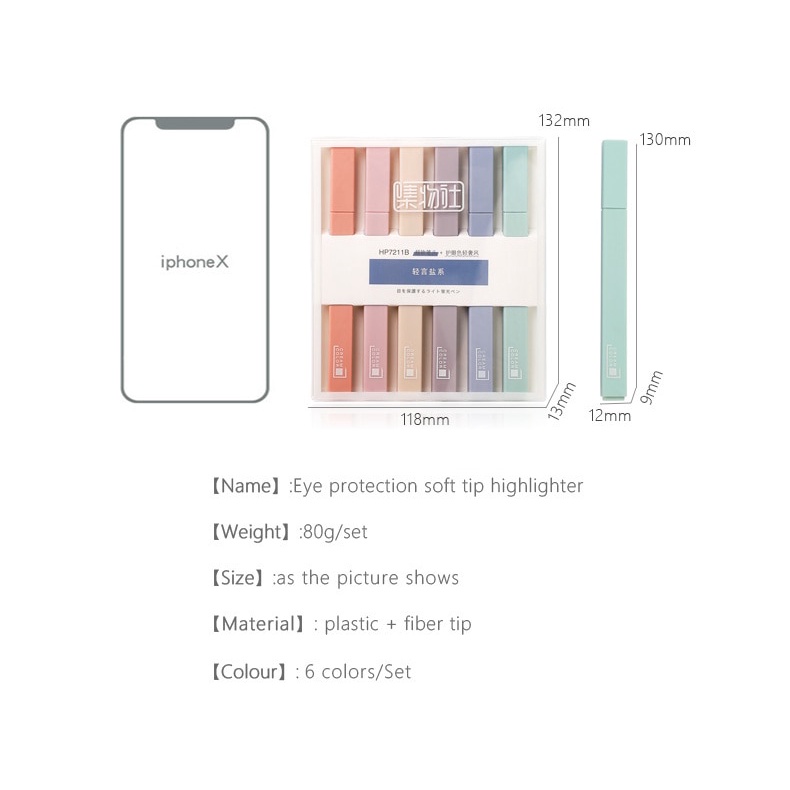 Sẹt 6 bụt dạ quang đầu mềm dễ thương sử dụng đa năng DIY