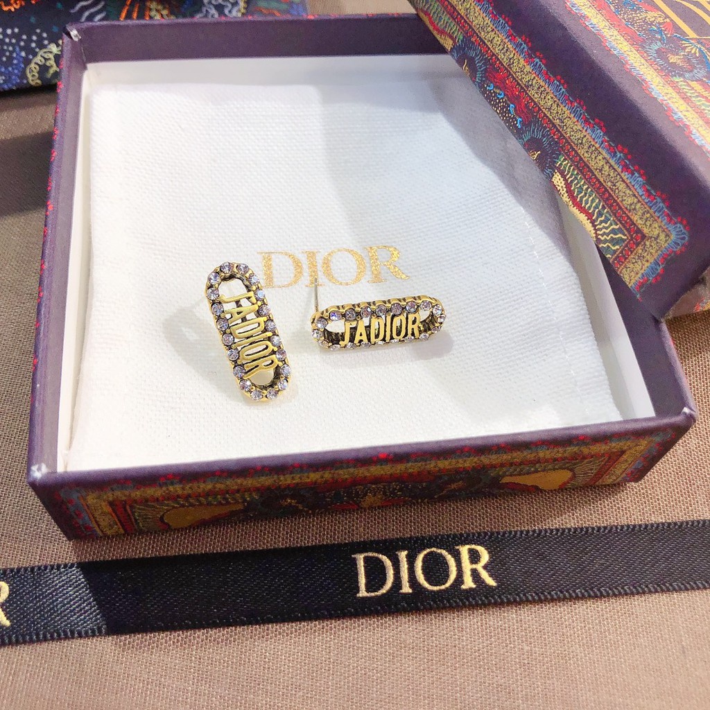 Dior Bông Tai Chữ Đính Đá Thời Trang Cho Nữ