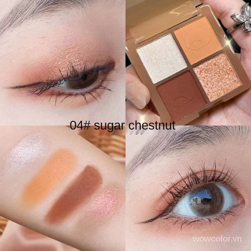 [Hàng mới về] Bảng phấn mắt KISS BEAUTY 4 màu tông đất chống nước lâu trôi hợp thời trang cho nữ