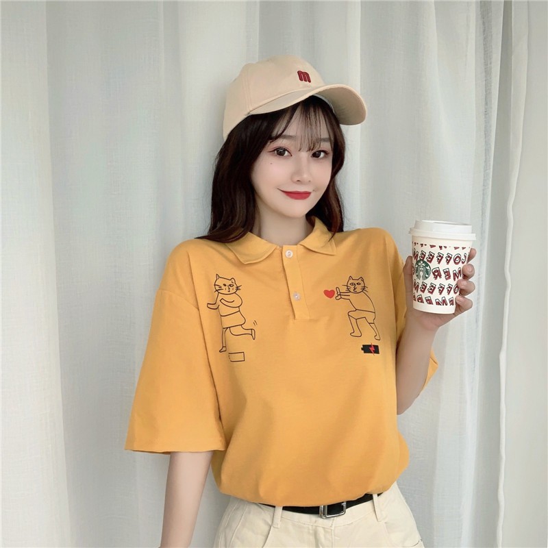 Áo Polo nữ ngắn tay phong cách Nhật Bản