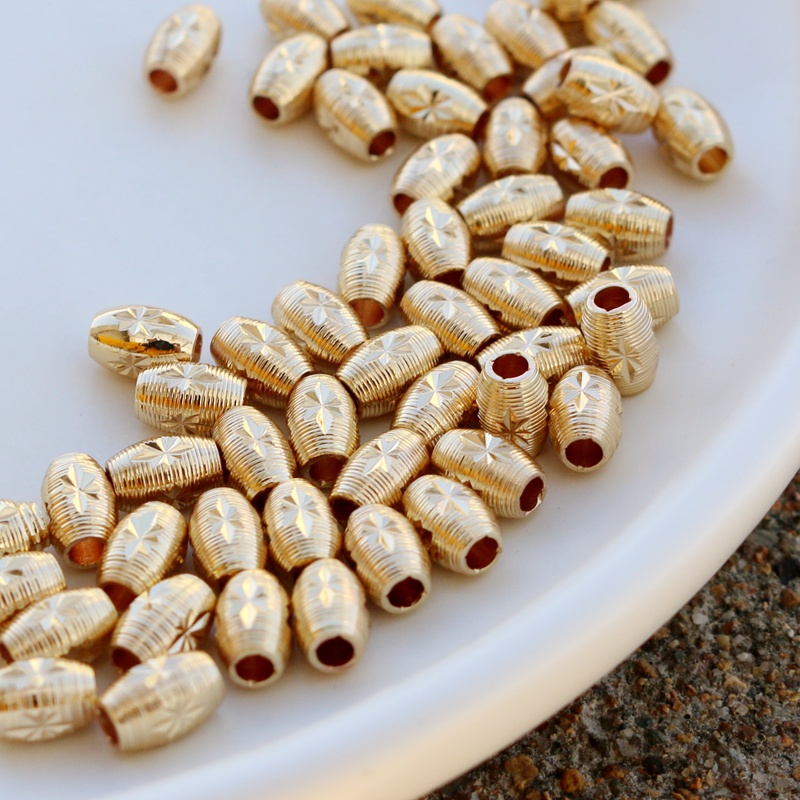 Set 10 ống mạ vàng/bạc 14k đính hạt cườm nhỏ dùng làm đồ trang sức thủ công