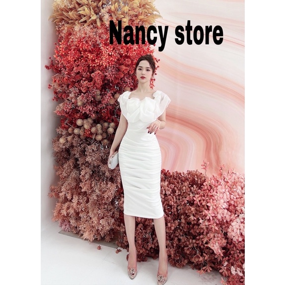 Váy dự tiệc thiết kế cao cấp body ôm thiết kế cổ và tay bồng dự tiệc Nancy siêu tôn dáng  (váy chất liệu vải Hàn) | BigBuy360 - bigbuy360.vn