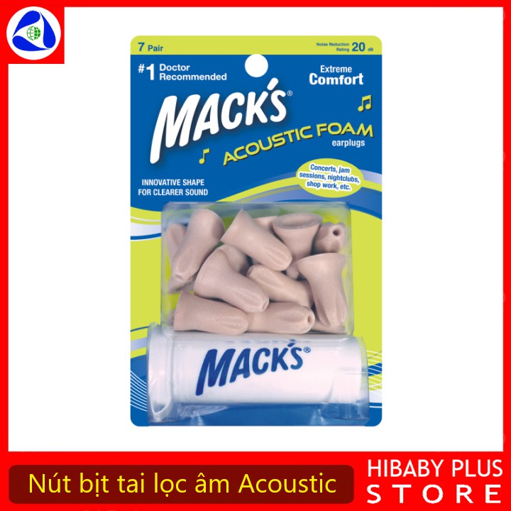 Đôi Nút Bịt Tai Lọc Âm Mack's Acoustic Foam