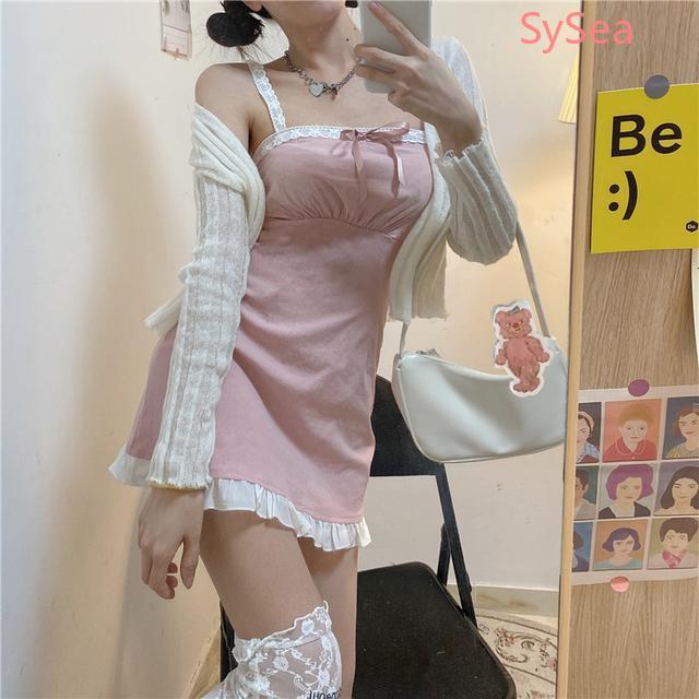 Đầm Hai Dây Phối Ren Gợi Cảm Thời Trang Mùa Hè Cho Nữ