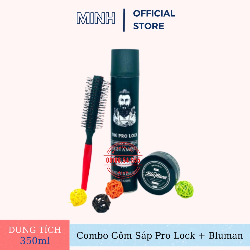 COMBO gôm sáp THE PRO LOCK + Wax BLUMAN ĐEN tạo kiểu giữ nếp cho tóc. HÀNG CHÍNH HÃNG .