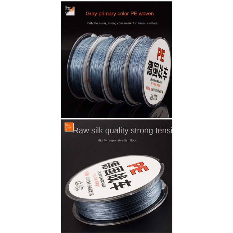 Cuộn Dây Câu Cá Bện 4 Sợi PE Dài 100M Siêu Mịn Chống Mài Mòn