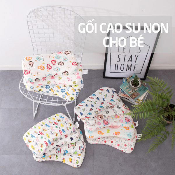 Gối Cao Su Non Chống Lõm Đầu Cho Bé Giấc Ngủ Ngon 21x35x3cm