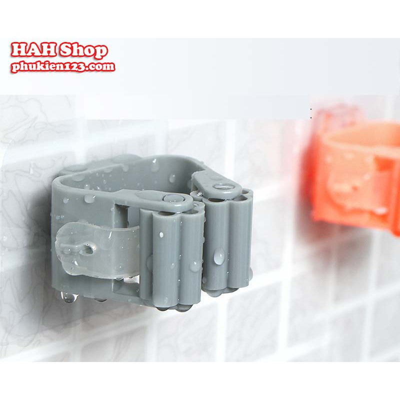 Móc dán tường kẹp giữ cây lau nhà, móc treo chổi chịu lực 6kg