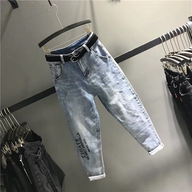 Quần baggy jean in chữ lai 166, kèm hình thật | BigBuy360 - bigbuy360.vn