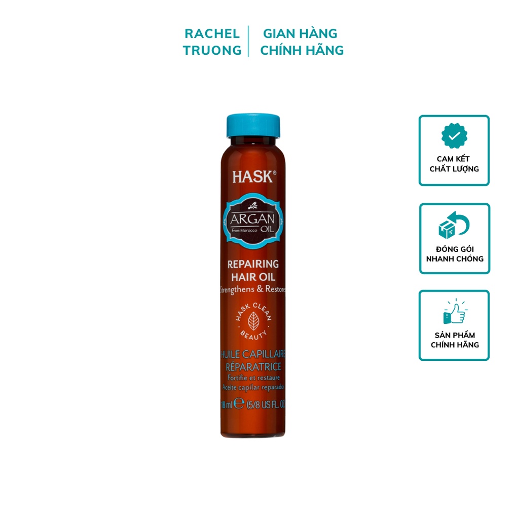 Dầu dưỡng tóc Hask Argan Oil dưỡng chất siêu đậm đặc 18ml - Hàng Úc