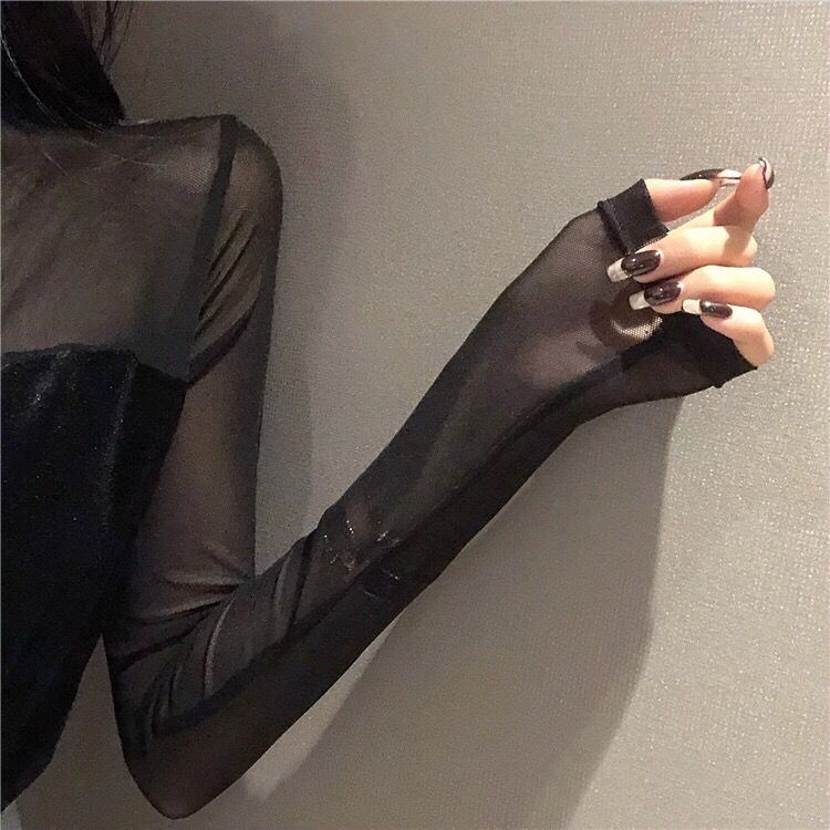 Áo Lưới Tay Dài Màu Đen Phong Cách Phương Tây Thời Trang Mùa Xuân Cho Nữ