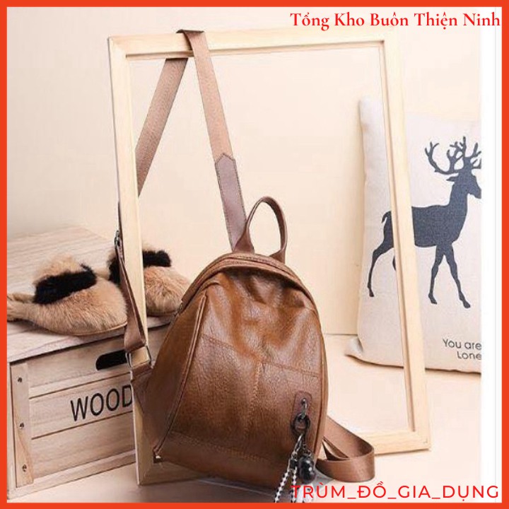 Balo nữ da mềm thời trang tặng kèm móc gấu
