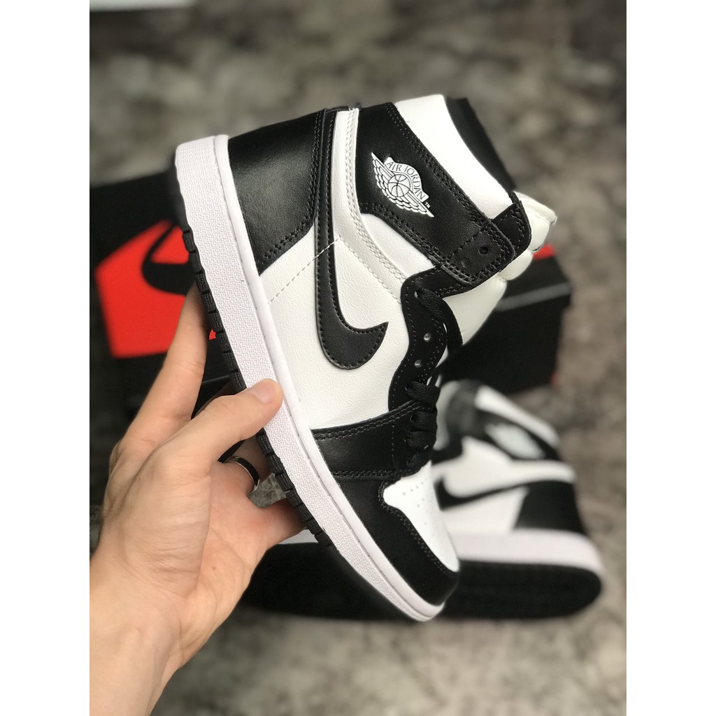 [KELLY SNEAKERS] Giày Jordan 1 High Đen Trắng - Panda Trơn (Ảnh Thật + Hàng Sẵn)