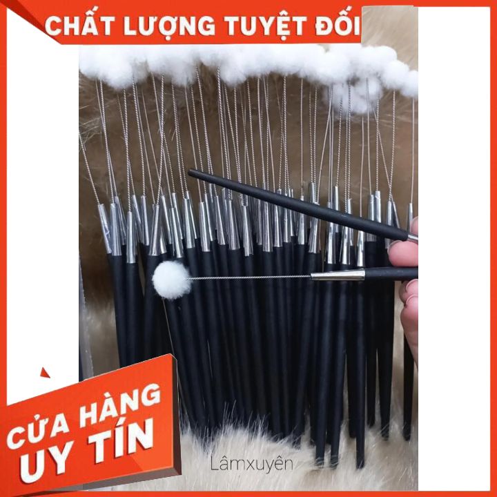 Bông se tai lông vịt cán nhựa đen chuẩn không xù lông nhỏ gọn,