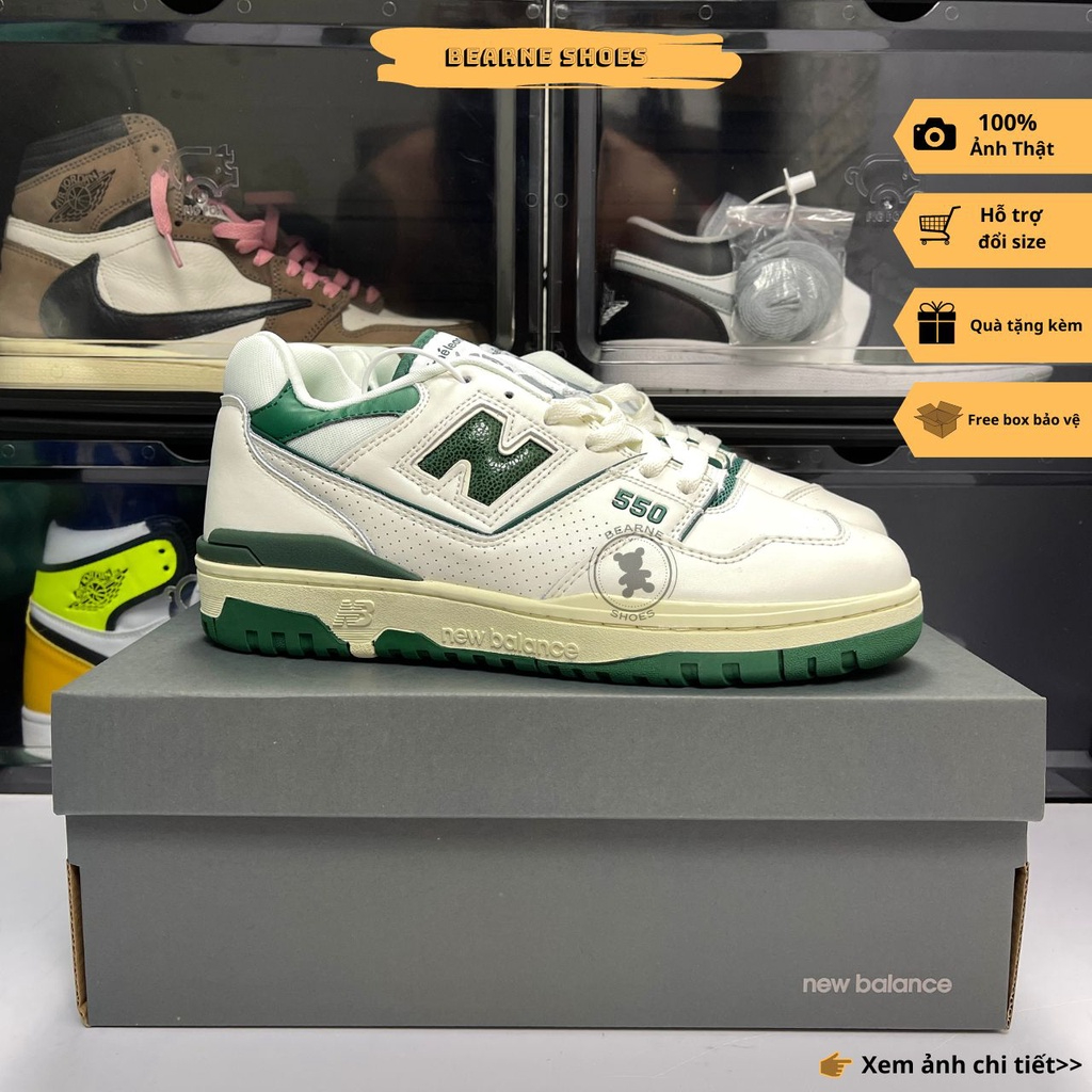 Giày New Balance 550 White Green S.Cấp , Giày NB 550 Trắng Xanh nam nữ - Bearne Shoe