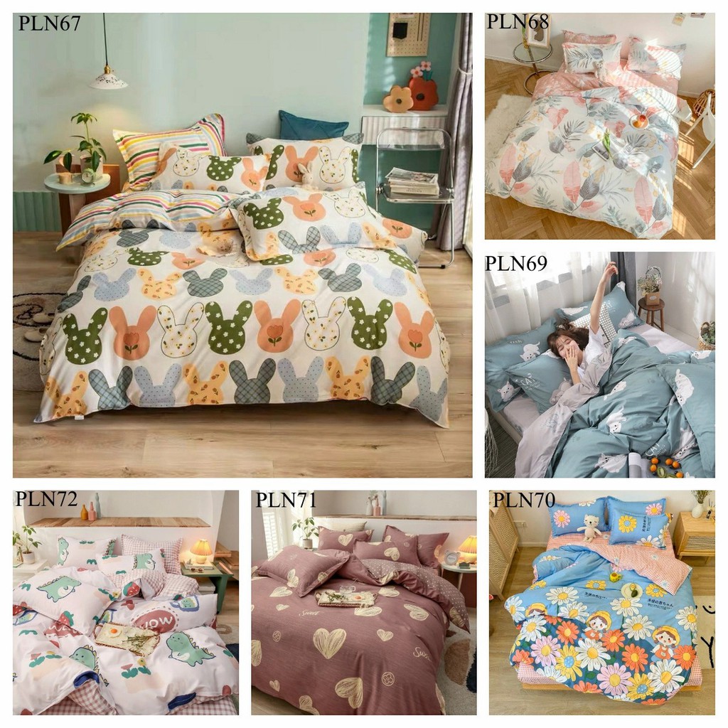 Trọn Bộ 4 Món Chăn, Mền Ga Gối Cotton Poly Nhập Mẫu DÂU CUTE Cho Bé Yêu (đủ kích thước)