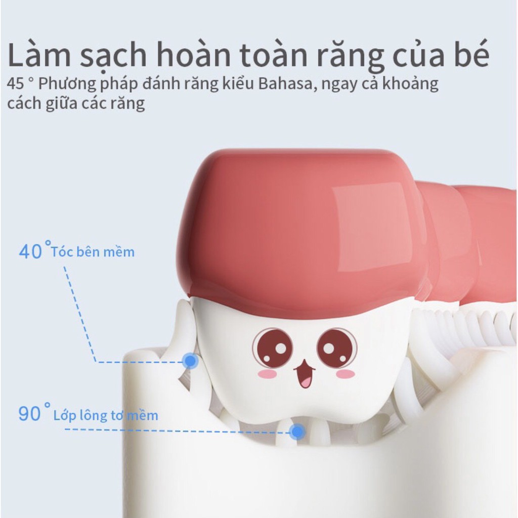 Bàn chải đánh răng hình chữ U bằng silicon cho bé 2 -12 tuổi