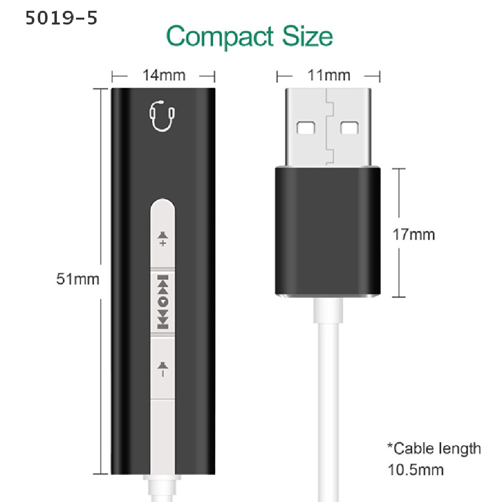 1 Cáp Chuyển Đổi Âm Thanh USB Sang jack 3.5Mm 5019 Thẻ