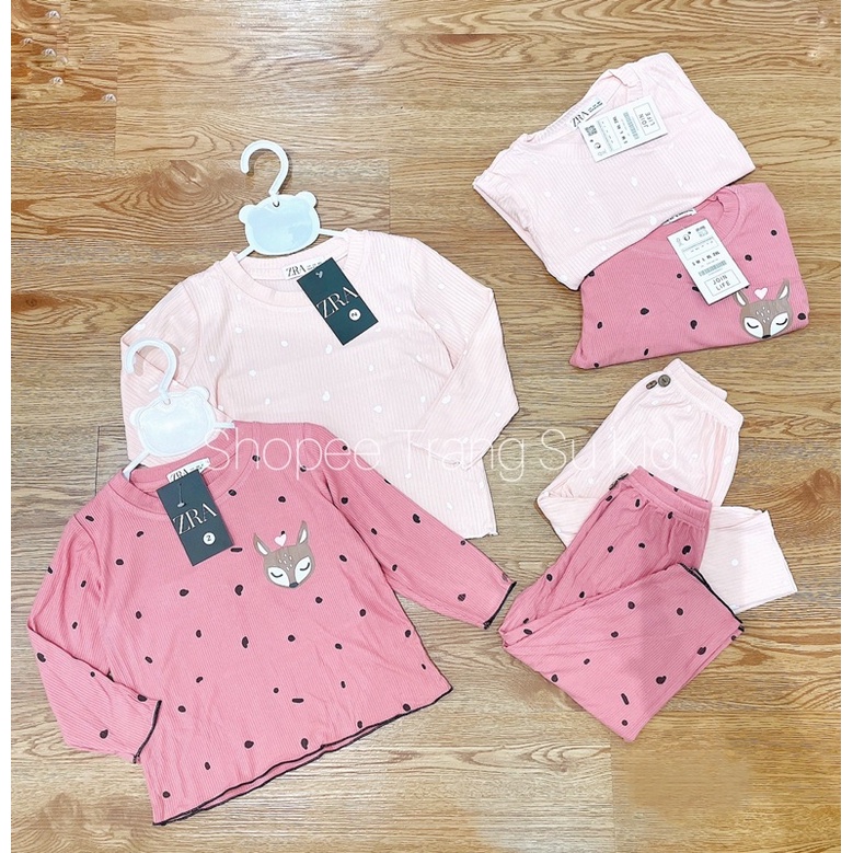 COMBO 2 BỘ LEN TĂM DÀI TAY VIỀN BÈO HỒNG HÌNH CÁO BÉ GÁI