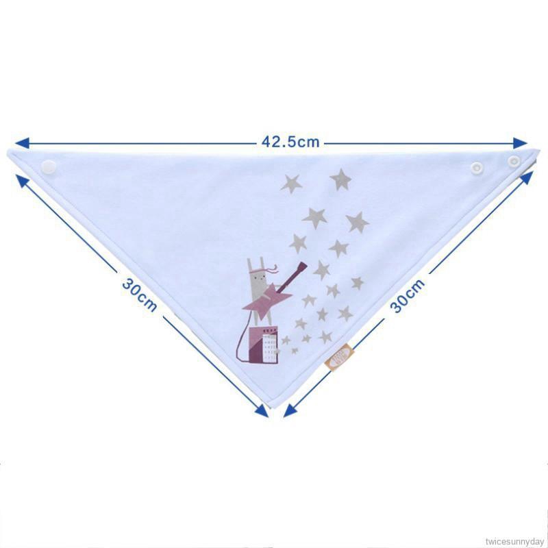 Khăn yếm cotton hai lớp hình tam giác in họa tiết xinh xắn cho các bé